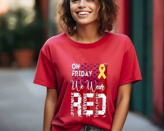 On Friday We Wear Red tshirt, sweater, We wear Red Remember Everyone Deployed, American Flag Us Veteran shirt, RED Friday shirt, patriot tee