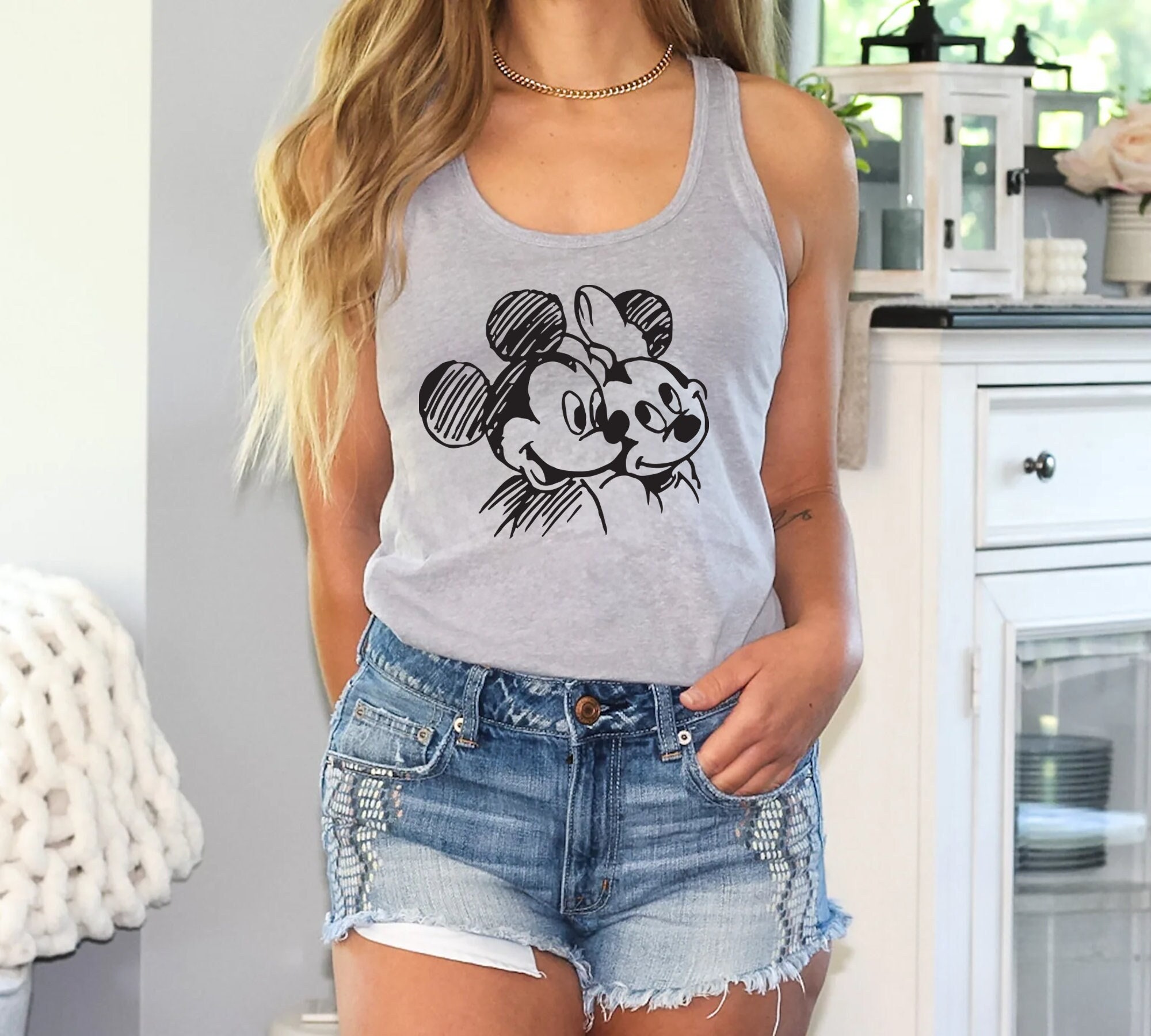 Disney Mickey Minnie Love Racerback, Disney Racerback, Sketch Tank, Disneyworld Matching Tops, Disneyworld Vintage Womens Racerback