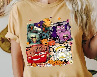 Comfort Colors® Retro Cars Movie Characters Halloween Shirt,Cars Movie Halloween Shirt, Disneyland Halloween, Halloween Party,Halloween Trip