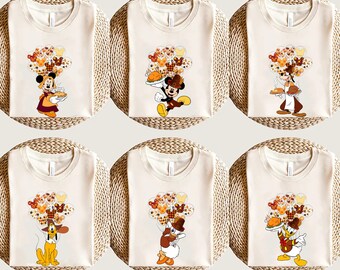 Disney Mickey And Friends Thanksgiving Shirts, Comfort Color and Bella Canvas shirt,Thanksgiving Fall Trip, Family Thanksgiving Matching