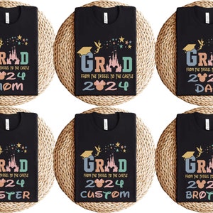 Custom Disney Graduate Shirt ,Graduate 2024 shirt, Disney Grad Shirt, Disney Grad Mom, Disney Grad Dad Shirt, Disney Family Squad Graduation
