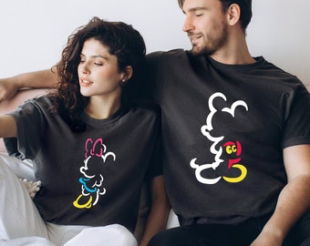 MICKEY Silhouette Shirt, Family Disneyworld Shirt, Mickey Sketch Shirt, Minnie Women Shirt, Disney Trip Shirt, Minnie Mickey Couple Shirt