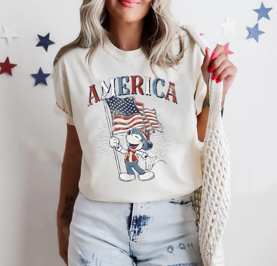 Retro Mickey America Shirt, Comfort Colors, USA American Flag Shirt, Independence Day Shirt, Disney 4th of July Fourth of July Tee