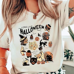 Comfort Colors® Retro Halloween Shirt, Long Live Halloween, Vintage Halloween Shirt, Retro Halloween, Spooky Season, Pumpkin Shirt Black Cat