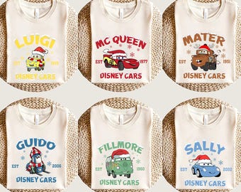 Disneyland Lightning McQueen Cars Christmas Shirt, Tow Mater Christmas Shirt, Kids Disney Christmas Shirt