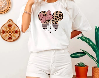 Minnie Mouse T-Shirt, Disneyworld Tshirt, Animal shirt, Minnie Ear Shirt , Leopard Cheetah print Shirt, Disney Shirt, Disney Ear Hoodie
