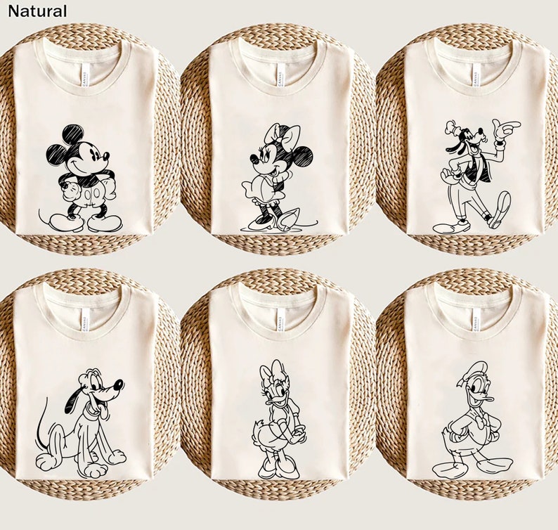 Disney Sketch Family Shirts, Mickey Minnie Mouse Tee, Disneyland Shirt, Donald Duck Shirt, Daisy Duck Shirt, Goofy Shirt, Disney Pluto Shirt image 1