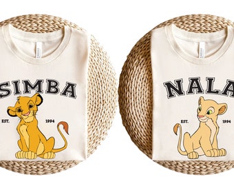 Disney The Lion King Simba And Nala Est. Retro Shirt, Magic Kingdom Unisex T-shirt Family Birthday Gift Adult Kid Toddler Tee