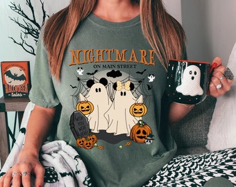 Comfort Colors® Halloween Nightmare Shirt, Mickey Minnie Halloween Shirt, Vintage Disneyworld Halloween Shirt,Mickey Not So Scary