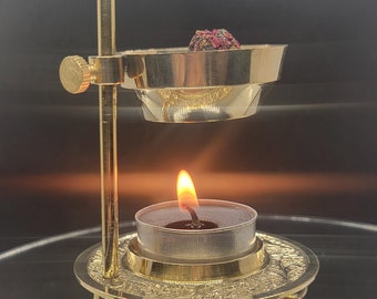 Weihrauchbrenner aus Messingharz für Kyphi- & Teekerzen - einstellbar 2 in 1 Design für Aromatherapie Wohnkultur