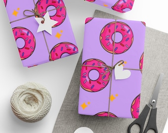 Wrapping Papers, Pink Donuts with Sparkles, Goddamnit Donut Design, Gift Wrap Roll, Scrapbooking Paper, Christmas Present Wrap, Holiday