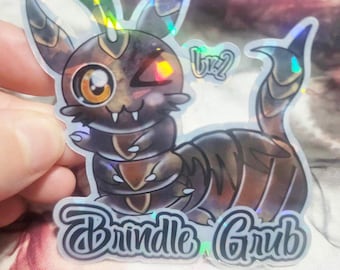 Pegatina de vinilo holográfica de conserje de mazmorra Brindle Grub Lv.2, explorador de mazmorras Carl
