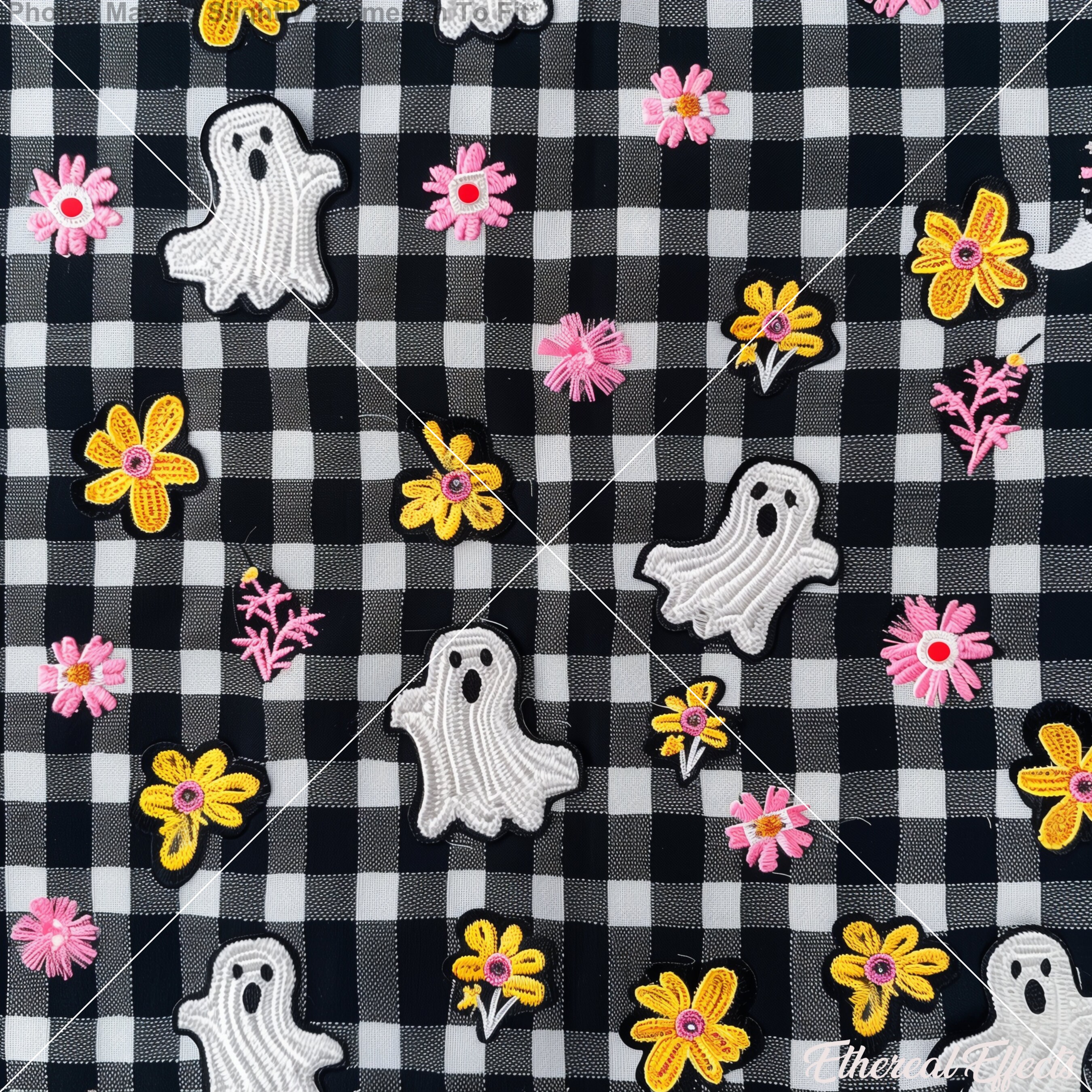 Checked Ghost Groovy Ghost Checkered Wallpaper Seamless Pattern Repeating File Fabric ...