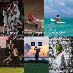 100+ sportowych presetów Lightroom Mobile & Desktop Akcja sportowca Dzień gry Fan sportu Piłka nożna Baseball Piłka nożna Śledź Softball Koszykówka Filtry