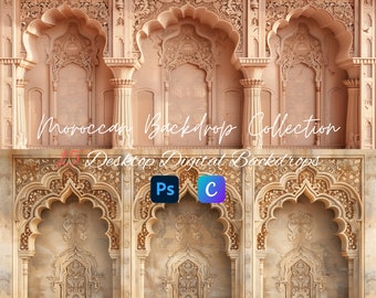 15 Moroccan Rajasthani Arches Backdrop Digital Images Wedding Bridal Family Portrait Wallpaper Backgrounds Maternity Arabian Boho Overlays