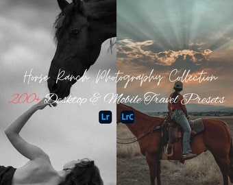 200+ HORSE RANCH Lightroom Presets Mobile Desktop Pet Dark Moody Neutral Epic Vibrant Photography Rustic Stallion Western Rodeo Equine Warm