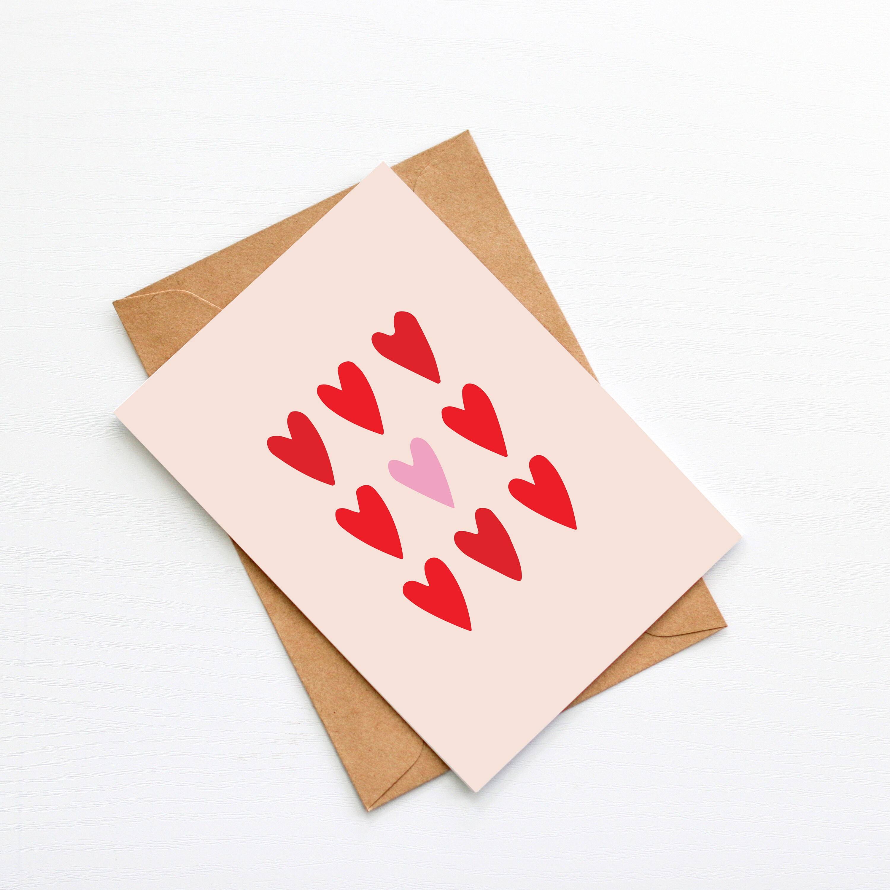 Hearts Printable Card 5x7 Digital Download Valentine's Day Anniversary ...