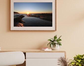 Coalrise Coastal Photograph, Beach Sunset Art Print
