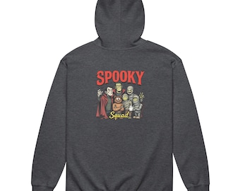 Moletom com capuz vintage de monstros de terror: estampa Spooky Squad, camiseta de Halloween