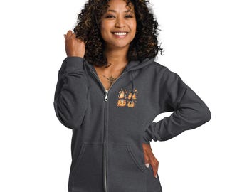 Sudadera acogedora con capucha de calabaza y animales otoñales: sudadera de bosque otoñal