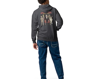Moletom vintage grande com capuz e estampa de monstros de Halloween | Moletom retrô com estampa de terror | Streetwear com estampas assustadoras
