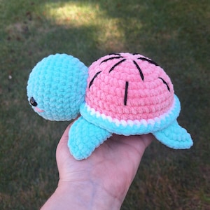 Crochet Watermelon Turtle, Watermelon Turtle Plushie, Turtle Amigurumi, Baby Shower Gift, Kids Turtle Toy, Crochet Kids Toy