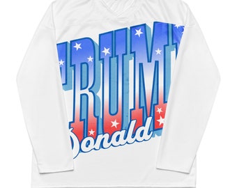 Jersey Trump Long Sleeve Shirt White Hockey Jersey President Trump Merch Original Artist Y2k Style Vibes Donald High Quality Viral Trending