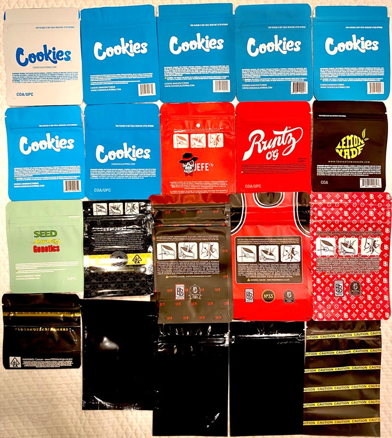 50 Pack 3.5g Smell Proof Mylar Sealable Zip Lock Bags Packaging Edibles