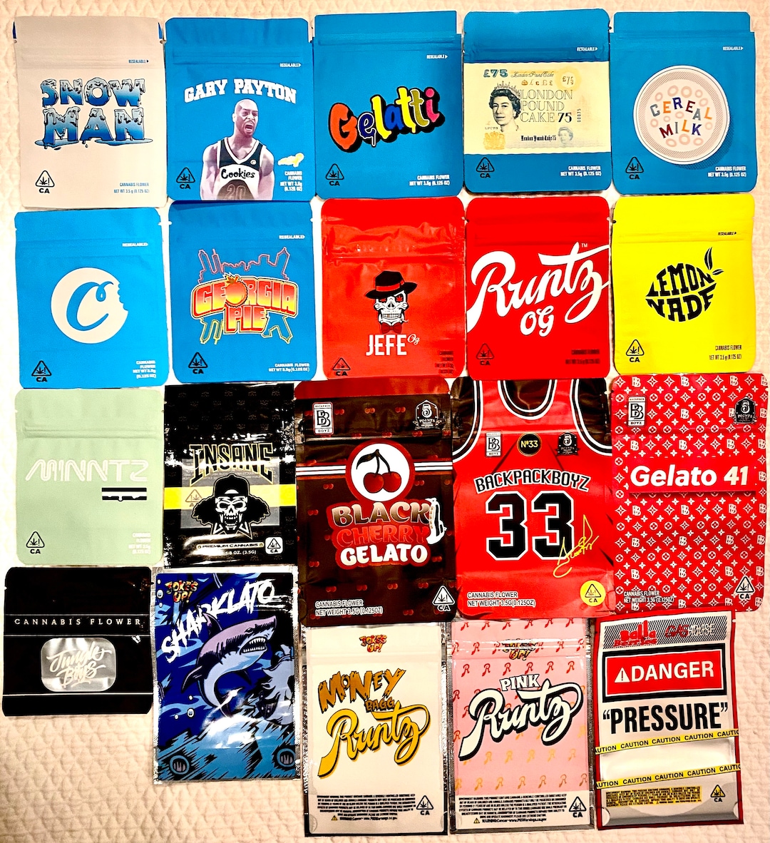 50 Pack 3.5g Dispensary Exotics Smell Proof Mylar Sealable Zip Lock