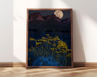 Full Moon Rising, Arizona, Premium Printable Download, High Resolution, Fine Art Print
