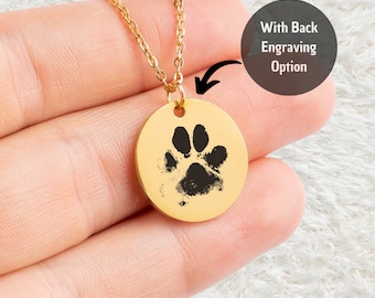 Paw Print Necklace, Customized Pet Necklace, Dog Paw Necklace, Engraved Paw, Pet Gift, Christmas Gift for Her, Unique Dog Necklace