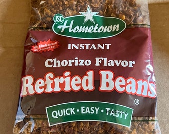 Hometown instant refried beans (chorizo flavor)