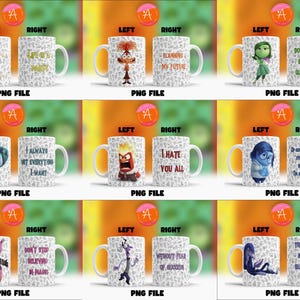 INSIDE OUT 2 11oz MUG, Cartoon Emotions 11oz, 11oz Mug Template Design, Mental Health Png, All Characters Coffee Cup, Digital Download