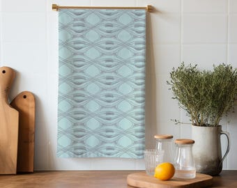 Wishbone Geometric Kitchen Towel, Modern Kitchen Décor, Contemporary Kitchen, Stylish Kitchen Linens, Minimalist Tea Towel- Robin's Egg