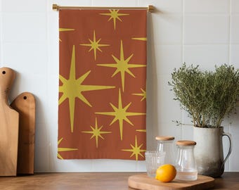 Retro Tea Towel, Colorful Kitchen Towel, Jax Design Towel, Vintage Kitchen Décor, Bright Kitchen Linens, Retro Kitchen- Brick