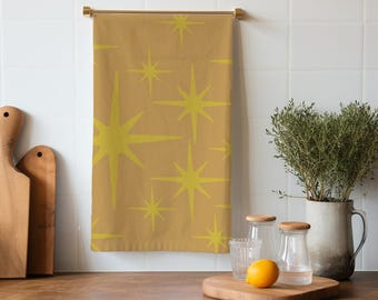 Retro Tea Towel, Colorful Kitchen Towel, Jax Design Towel, Vintage Kitchen Décor, Bright Kitchen Linens, Retro Kitchen– Mustard