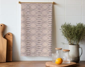 Wishbone Geometric Kitchen Towel, Modern Kitchen Décor, Contemporary Kitchen, Stylish Kitchen Linens, Minimalist Tea Towel- Dusty Rose