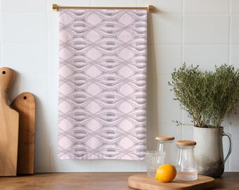Wishbone Geometric Kitchen Towel, Modern Kitchen Décor, Contemporary Kitchen, Stylish Kitchen Linens, Minimalist Tea Towel- Blush