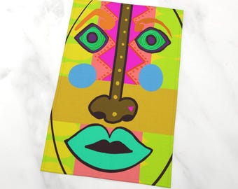Brighten your kitchen with our colorful, abstract tea towel! Made from organic cotton, it's super absorbent and eco-friendly. Perfect gift!