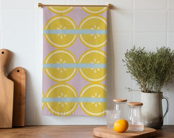 Colorful Lemon Tea Towel, Organic, Cotton Hemp, Colorful Kitchen, Absorbant, Vibrant, Colorful Home Decor