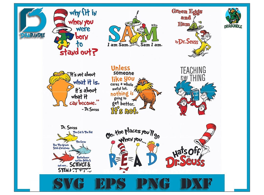 Dr Seuss Svg Layered Item, Dr. Seuss Quotes Cat in the Hat Svg Clipart ...