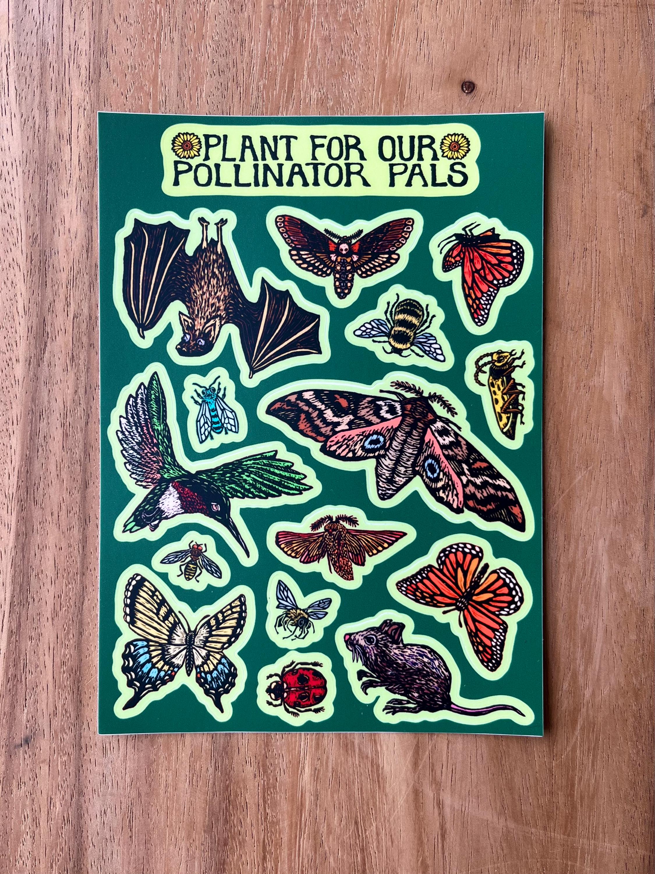 Pollinator Pals Sticker Sheet | Native Bees Butterflies Bugs Vinyl ...