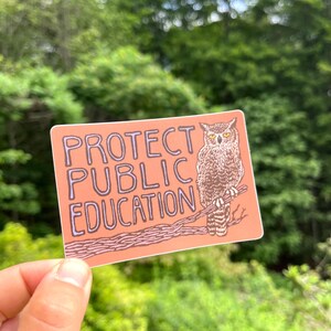 Protect Public Education Sticker | vinyl owl block print decal Bild 3