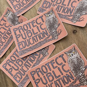 Protect Public Education Sticker | vinyl owl block print decal Bild 4