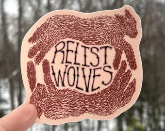 Pegatina de Relist Wolves / Vinilo adhesivo para la conservación de la vida silvestre en peligro de extinción