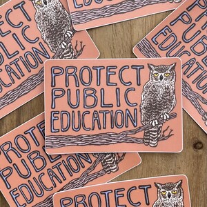 Protect Public Education Sticker | vinyl owl block print decal Bild 2
