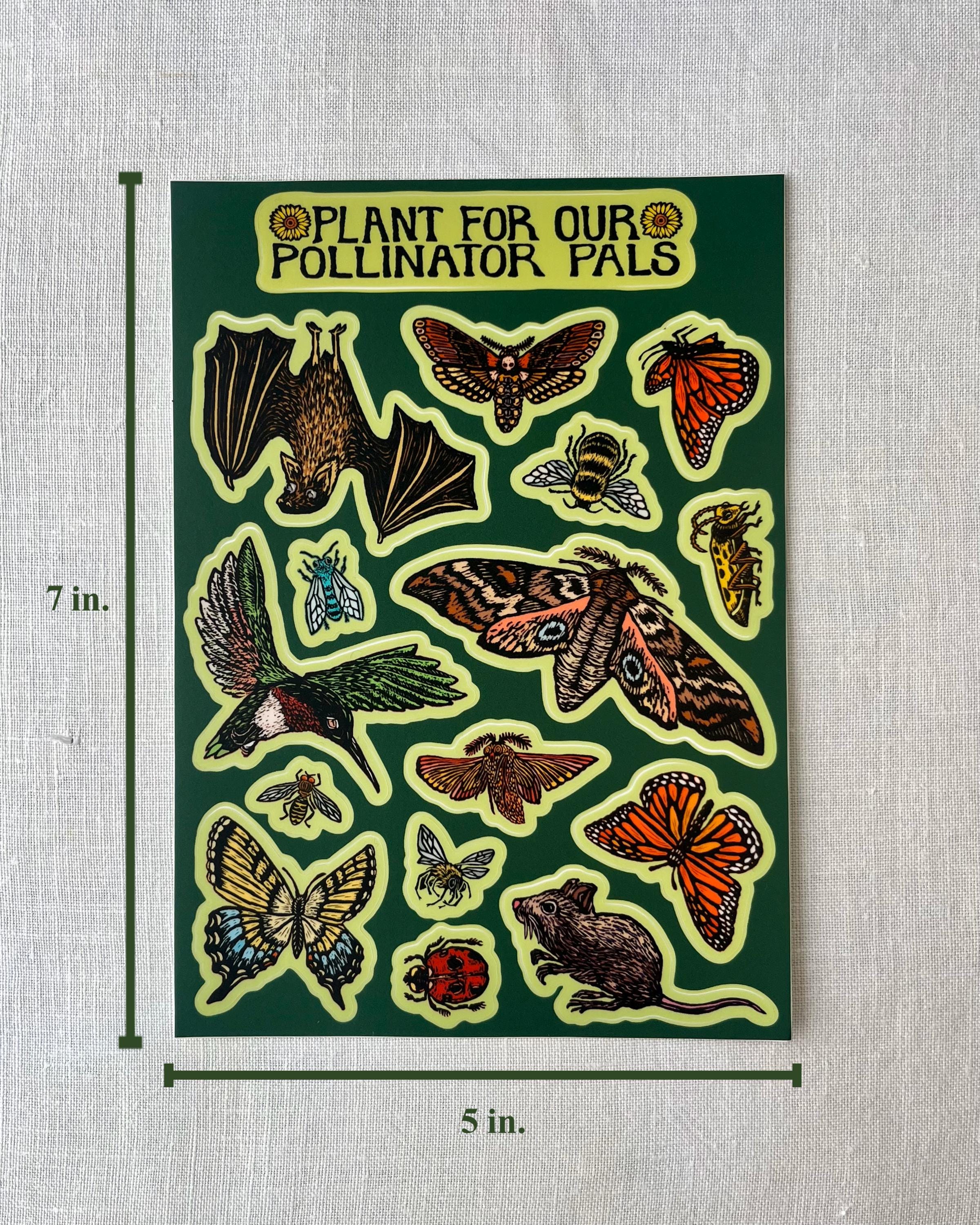 Pollinator Pals Sticker Sheet | Native Bees Butterflies Bugs Vinyl ...