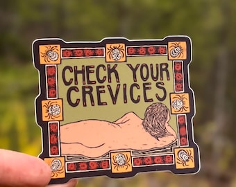 Tick Check Reminder Sticker | check your crevices outdoor safety vinyl decal