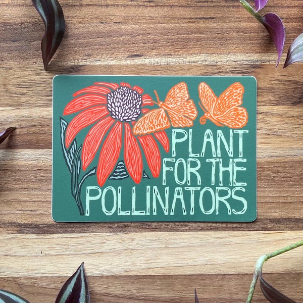 Free Shipping! Plant For The Pollinators Charity Donation Sticker, Native Species Flowers Bees Butterflies Local Garden Vinyl Bumper Decal