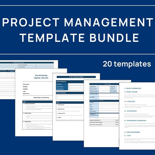 Project Management Templates Bundle | PMP, Budget, Cashflow, Scheduling, Project Tracking | Word , Excel, Health and Safety
